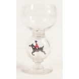 Stevens & Williams stemmed wine glass with lampwork huntsman inside, by Harry Moore, h.12.25cm.