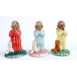 3 Royal Doulton Bunnykins figures Bedtime - DB79 special colourway, DB63 USA special colourway and