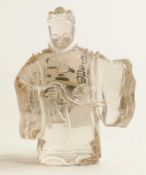20th century rock crystal figure of a Mandarin, damage to outstretched arm noted, height 9cm.