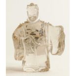 20th century rock crystal figure of a Mandarin, damage to outstretched arm noted, height 9cm.