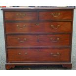Georgian mahogany 2-over-3 chest of drawers, loose side panels. H85cm x W95cm x D52cm.