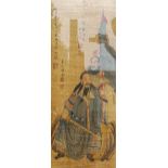 19th century Chinese scroll with images of Samurai, frame size 107 x 57cm