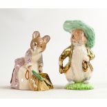 Beswick Beatrix Potter prototype figure of Benjamin Bunny, gilded coat, marked trial 4 to base