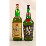 Glenlivet 12 Year Old unblended vintage bottle of Scotch Whisky together with a similar vintage