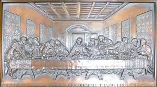 Early 20th century bronze rectangular plaque The Last Supper by James Chadwick Ironfounder of
