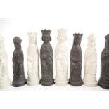 Wedgwood black and white Jasper ware chess set, after the design by Arnold Machin, (32 pieces).