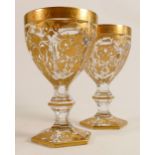 De Lamerie fine crystal heavily gilded wine glasses, specially made high end quality items, height