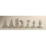 Wedgwood early Flaxman chess pieces, impressed marks to base, Rose Ellis Collection sticker noted to