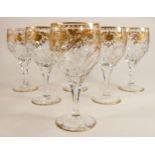 De Lamerie fine crystal heavily gilded wine glasses, specially made high end quality items, height