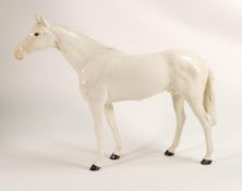 Beswick rare model of large racehorse in painted white gloss 1564. Some light crazing underneath.