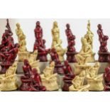 Large erotic theme resin chess set, 32 pieces, height of tallest piece 15cm.