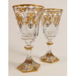 De Lamerie fine crystal heavily gilded wine glasses, specially made high end quality items, height