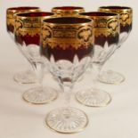 De Lamerie fine crystal heavily gilded deep red large wine glasses, specially made high end