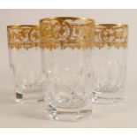 De Lamerie fine crystal heavily gilded tumblers, specially made high end quality items, height 12.