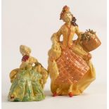 Wade 1930s cellulose figure Dolly Varden and Pompadour, tallest h.27cm. Both figures have been