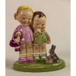 Mabel Lucie Attwell for Shelley, a bone china figure group 'Our Pets' LA19, h.21cm, different