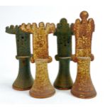 Mid century John Maltby studio pottery chess set, height of King 14.5cm.
