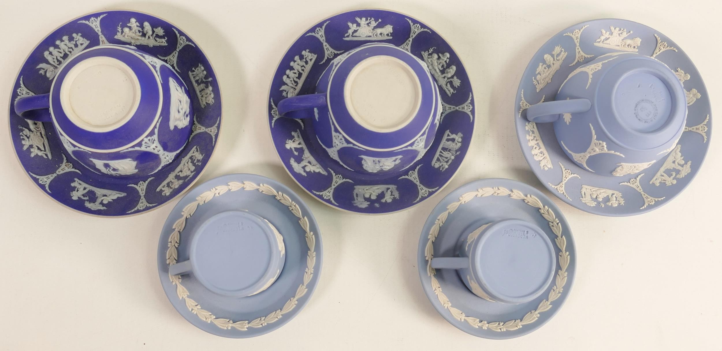 Wedgwood Dancing Hours coffee cans & saucers together with similar dip blue / glazed Jasper cups & - Image 2 of 3