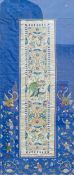 19th century Chinese silk embroidered panel, images of peacocks & putterflies, frame size 73 x 31.