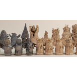 20th century studio pottery Martin Brothers inspired chess set, 32 pieces, in the style of artist