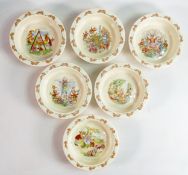 Six Royal Doulton Bunnykins oatmeal bowls, one seconds item noted, each 16cm, (6)