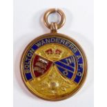 A quality 9ct gold enamelled medal, for Bolton Wanderers A.F.C, "presented to C Scholes esq. by