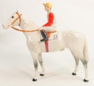 Beswick jockey on grey horse 1862, red, yellow & green racing colours.