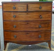 Georgian Mahogany bow front 2-over-3 chest of drawers. H106cm x W105cm x D54cm.