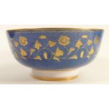 Large Spode Cobalt blue & gilt decorated fruit bowl, unreleased design sample for the 200th