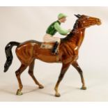 Beswick Jockey on Walking Horse 1037, jockey in green & light green colourway, No24 detail noted