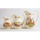 Royal Doulton Bunnykins collection of Albion jugs, tallest 15cm. (3)