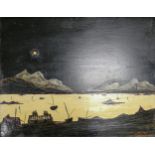 FRED UHLMAN (BRITISH, 1901-1985) Black Sky landscape scene, frame size 59 x 74cm. ARR may apply to