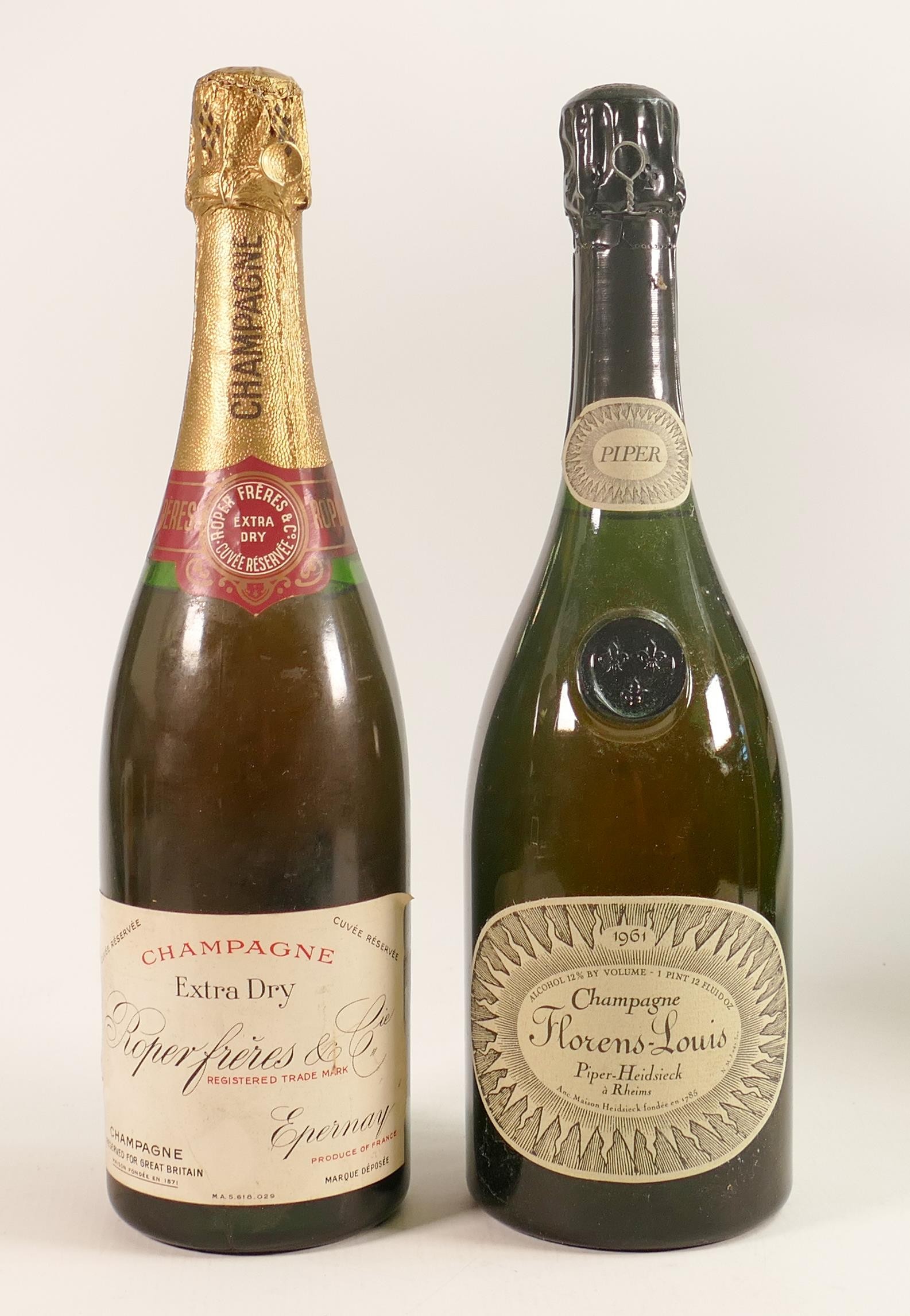 Boxed 1961 Piper Heidsieck Cuvee Florens Louis Champagne & similar Roper Freres extra dry Champagne. - Image 2 of 2