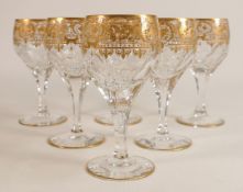 De Lamerie fine crystal heavily gilded wine glasses, specially made high end quality items, height