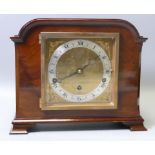 Mahogany cased Elliot mantle clock with 3 train movement, height 23.5cm