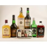 A mixed collection of spirits to include - Domeco Cream Sherry, Teachers Scotch Whisky half