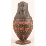 Wedgwood Terracotta on Black Egyptian Sphinx themed Canopic jar, height 24cm.