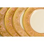 De Lamerie Fine Bone China heavily gilded Pink Renaissance patterned dinner plates, personalised