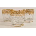 De Lamerie fine crystal heavily gilded Whisky glasses, specially made high end quality items, height