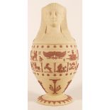 Wedgwood Terracotta on Cane Egyptian Sphinx themed Canopic jar, height 24cm.