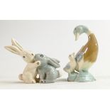 Wade 1950s comical figures two rabbits kissing and another Drake & Daddy, small piece re-stuck to