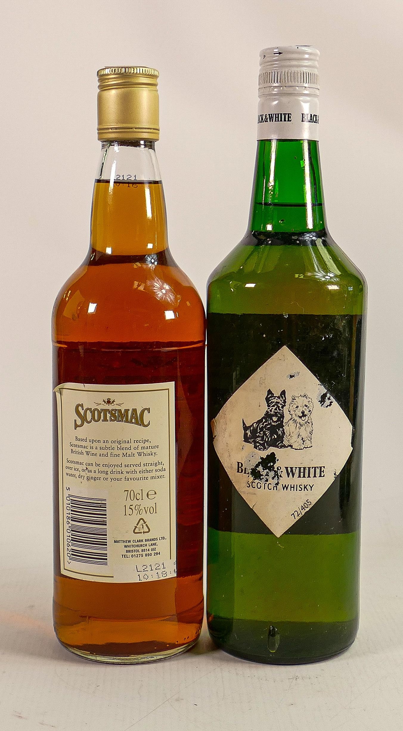 Black & White vintage bottle of Whisky together with a ScottsMac Fine Malt Whisky. (2) - Image 3 of 4