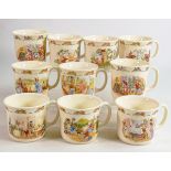 Royal Doulton Bunnykins one handled Hug a Mugs. (10)