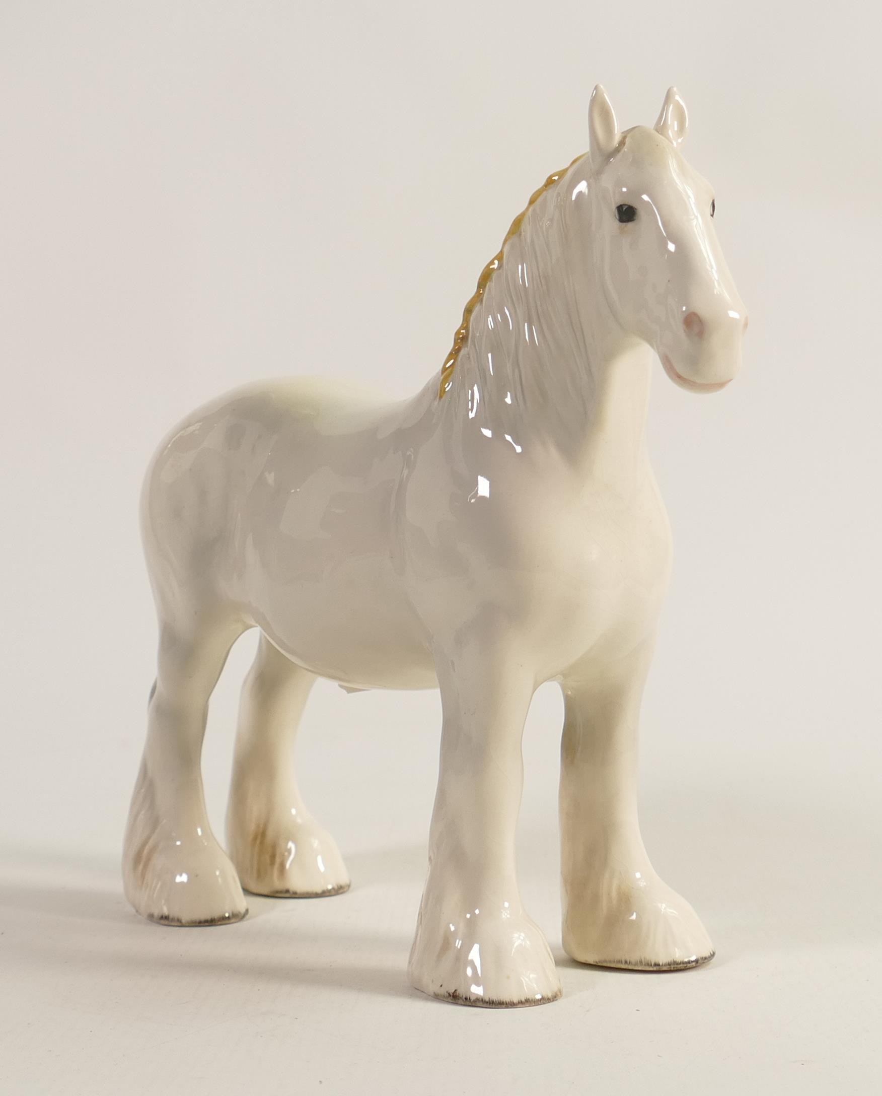 Rare Beswick model of a shire horse 818 in painted white gloss. - Image 3 of 4