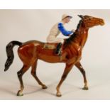 Beswick Jockey on Walking Horse 1037, jockey in blue & white colourway, No24 detail noted on lighter