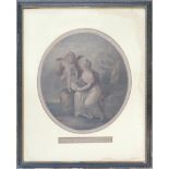 18th century engraving by Francesco Bartolozzi titled Cupid Inspiring the Posey of Sappho, frame