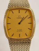 Omega de Ville gentleman's dress watch, quartz movement with hallmarked silver bracelet, boxed