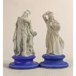 Wedgwood early Flaxman chess pieces, impressed marks to base. (2)