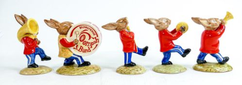 Royal Doulton Bunnykins figures from the Oompah Band figures in a red colourway - comprising