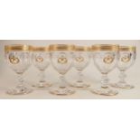 De Lamerie fine crystal heavily gilded wine glasses, specially made high end quality items, height